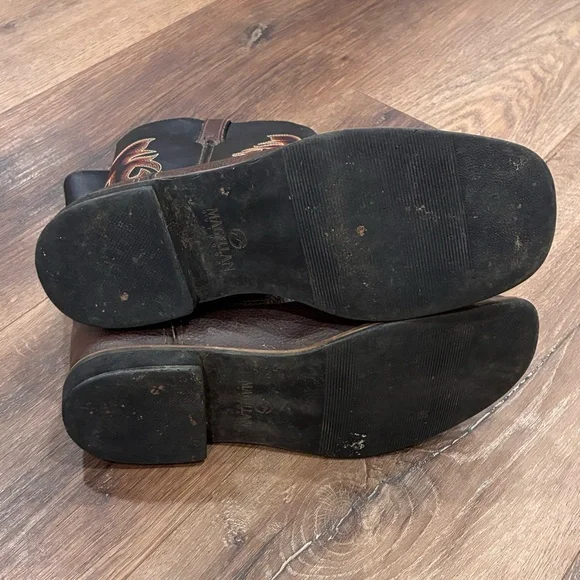 Magellan Outdoors Western Cowboy Brown Black Boots Youth Work Horse Size 5 Boy - Picture 8 of 10